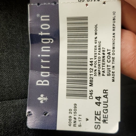 New with tags Barrington mens gray wool blazer size 44 Regular - Picture 5 of 12